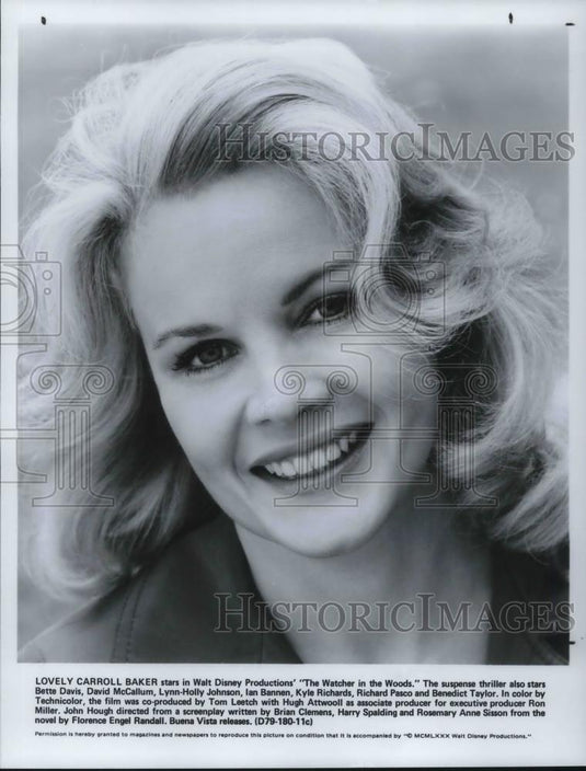 1980 Press Photo Carroll Baker The Watcher In The Woods - cvp14793 - Historic Images