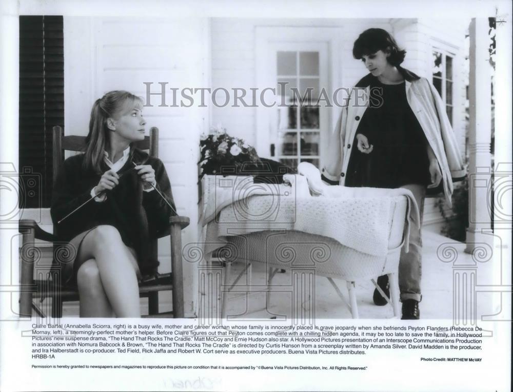 1992 Press Photo Rebecca De Mornay &amp; Annabella Sciorra Hand that Rocks The Cradl - Historic Images