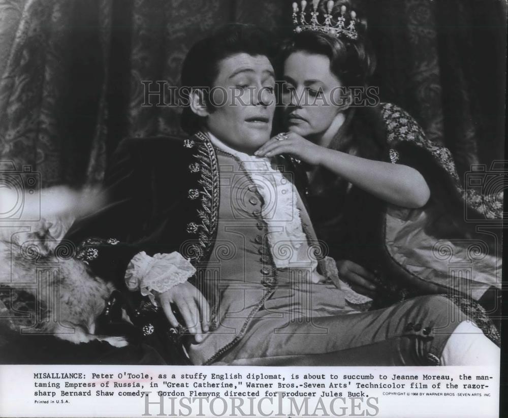 1969 Press Photo Peter O&#39;Toole and Jeanne Moreau star in Great Catherine - Historic Images
