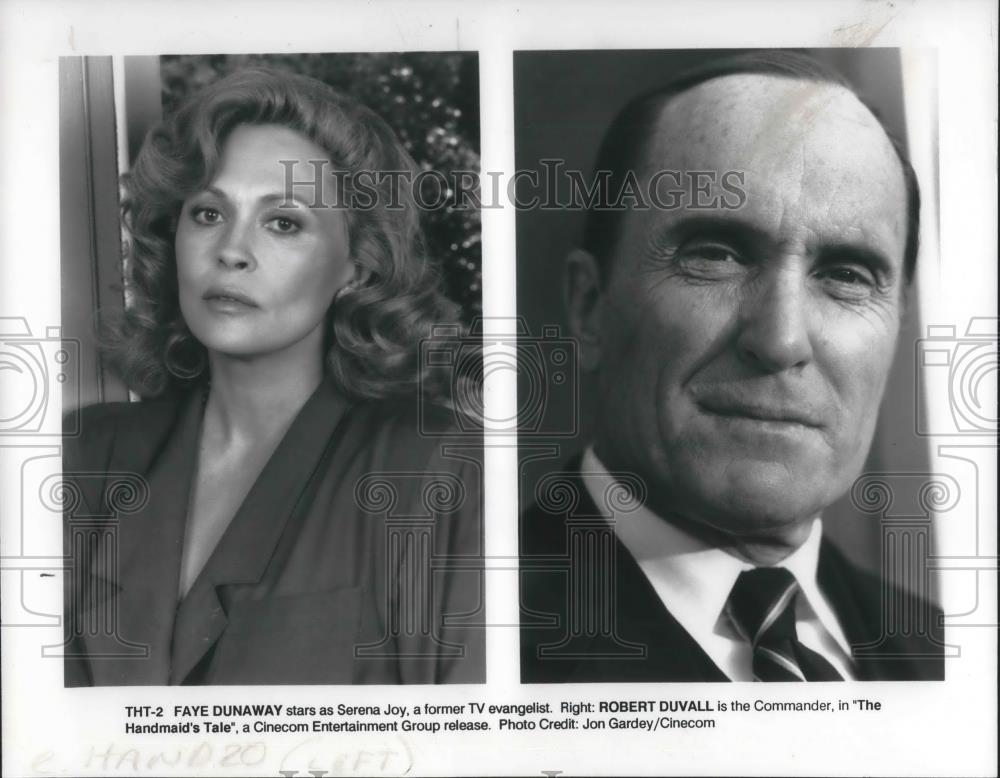 1990 Press Photo Faye Dunaway and Robert Duvall in The Handmaid's Tale - Historic Images