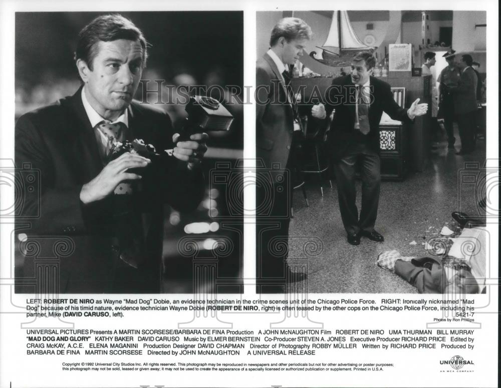 1994 Press Photo Robert DeNiro and David Caruso star in Mad Dog and Glory - Historic Images