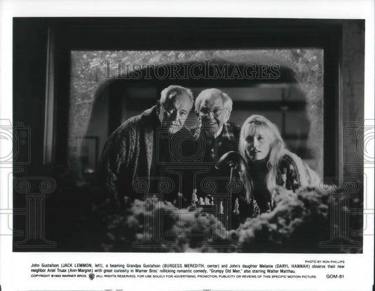 1995 Press Photo Jack Lemmon Burgess Meredith Daryl Hannan in Grumpy Old Men - Historic Images