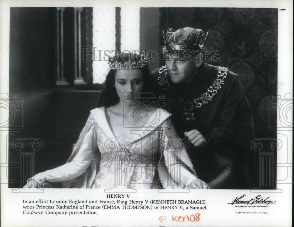 1990 Press Photo Kenneth Branagh and Emma Thompson star in Henry V - cvp12446 - Historic Images