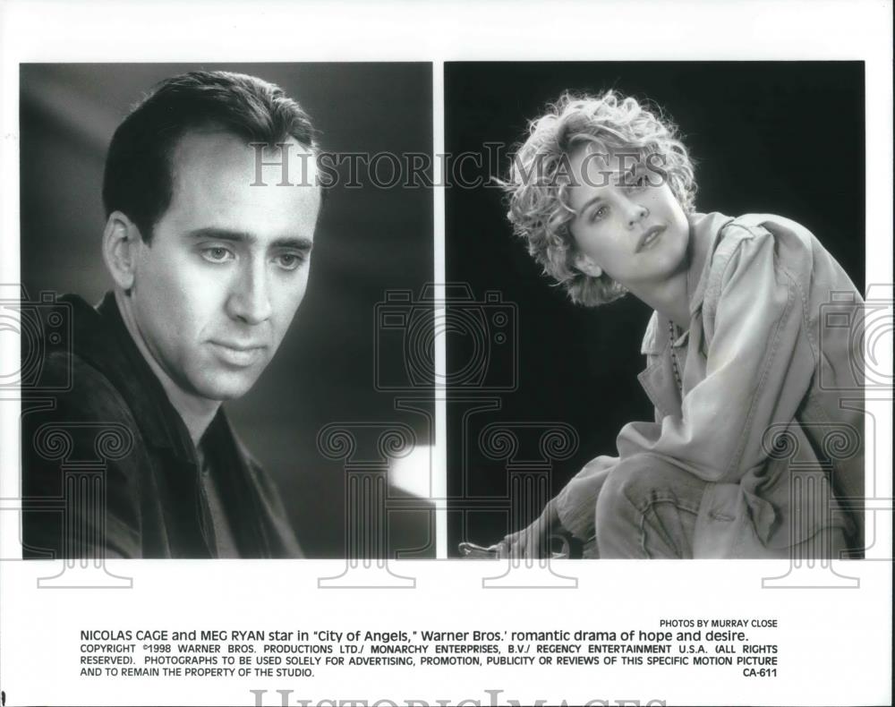 1998 Press Photo Nicolas Cage &amp; Meg Ryan in City of Angels - cvp08208 - Historic Images