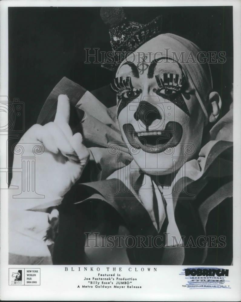 1971 Press Photo Blinko the Clown in Billy Rose&#39;s Jumbo - cvp03007 - Historic Images