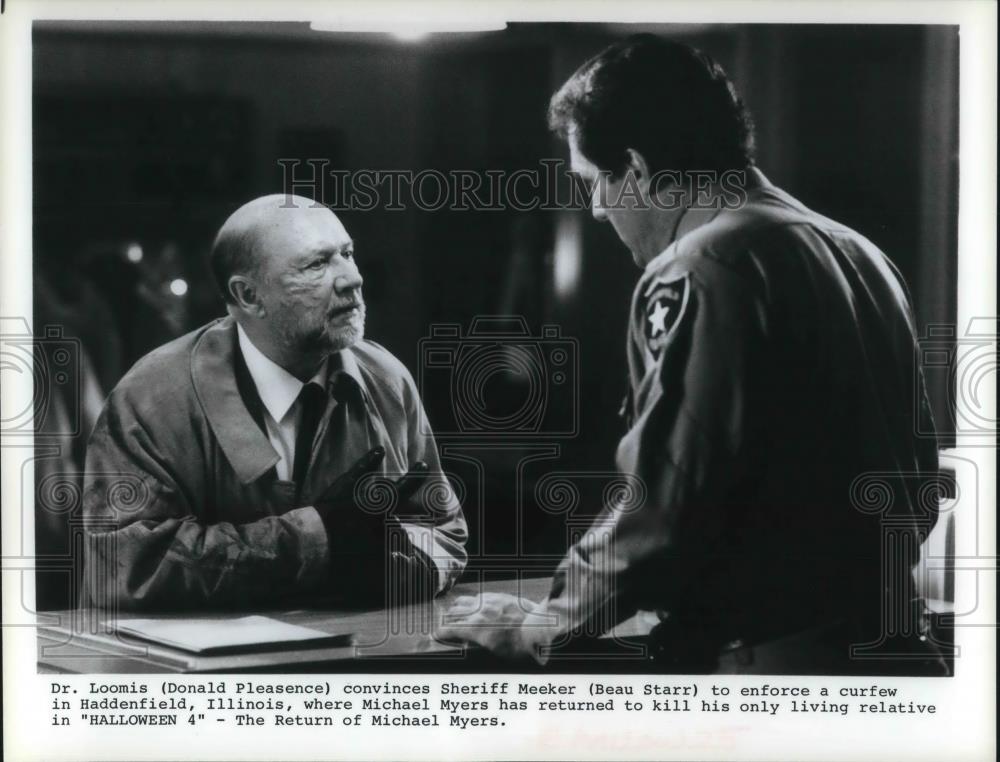 1988 Press Photo Donald Pleasence Beau Starr Halloween 4 Return of Michael Myers - Historic Images