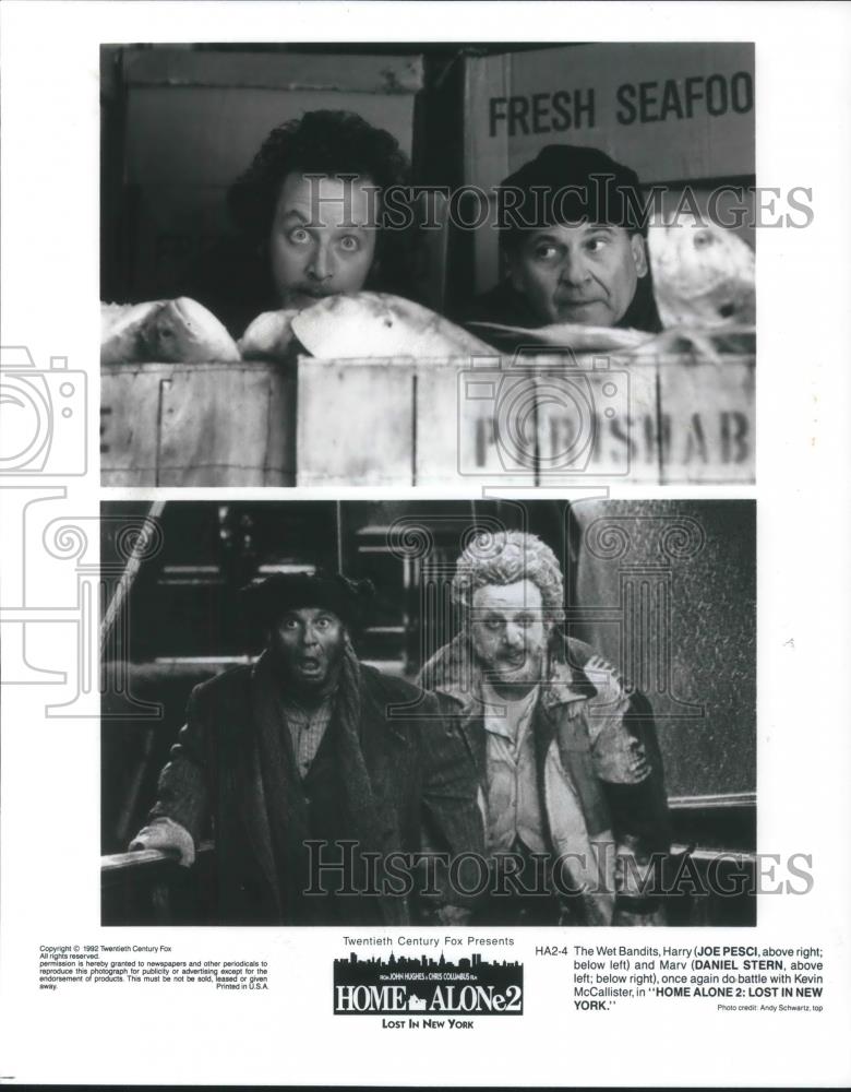 1992 Press Photo Joe Pesci &amp; Daniel Stern in Home Alone 2 Lost in New York - Historic Images