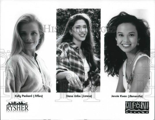 1992 Press Photo Kelly Packard, Diana Uribe, Jennie Kwan in California Dreams - Historic Images