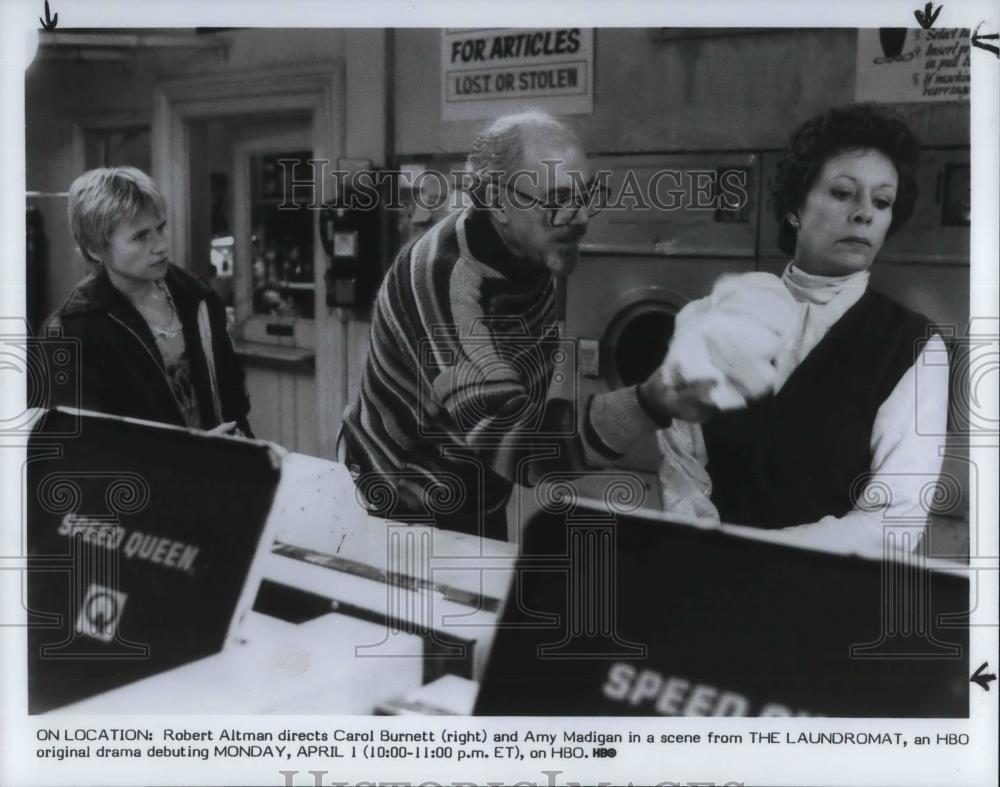 1985 Press Photo Robert Allman &amp; Carol Burnett in The Laundromat - cvp15088 - Historic Images