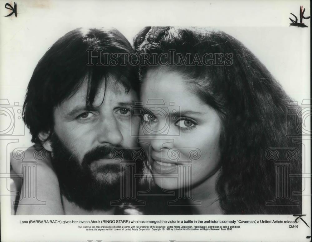 1981 Press Photo Barbara Bach and Ringo Starr in Caveman movie film - cvp14630 - Historic Images