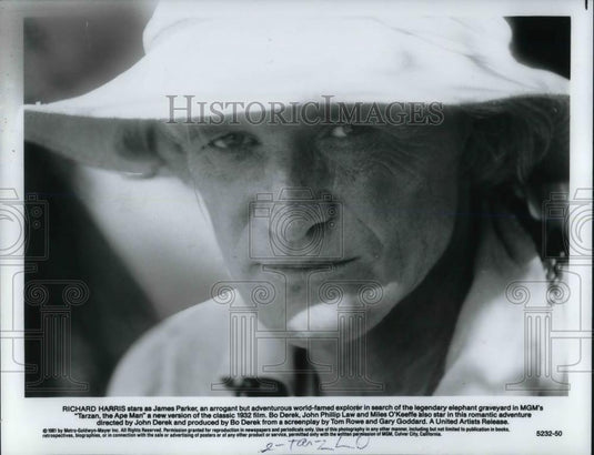1981 Press Photo Richard Harris as James Parker in Tarzan, The Ape Man - Historic Images