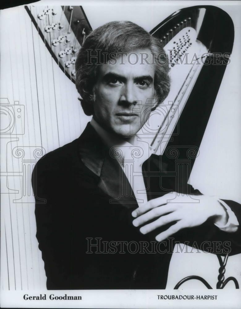 1979 Press Photo Gerald Goodmanm Troubadour Harpist - cvp17070 - Historic Images