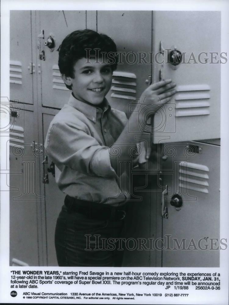 1988 Press Photo Fred Savage stars in The Wonder Years TV Show - cvp19445 - Historic Images