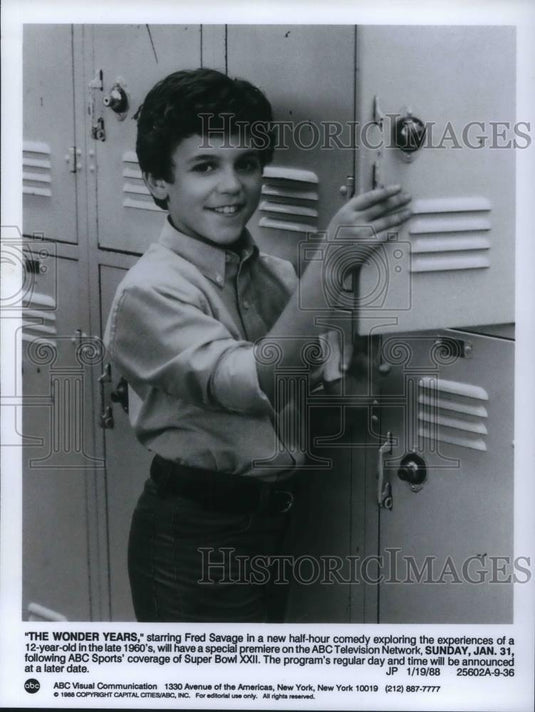1988 Press Photo Fred Savage stars in The Wonder Years TV Show - cvp19445 - Historic Images