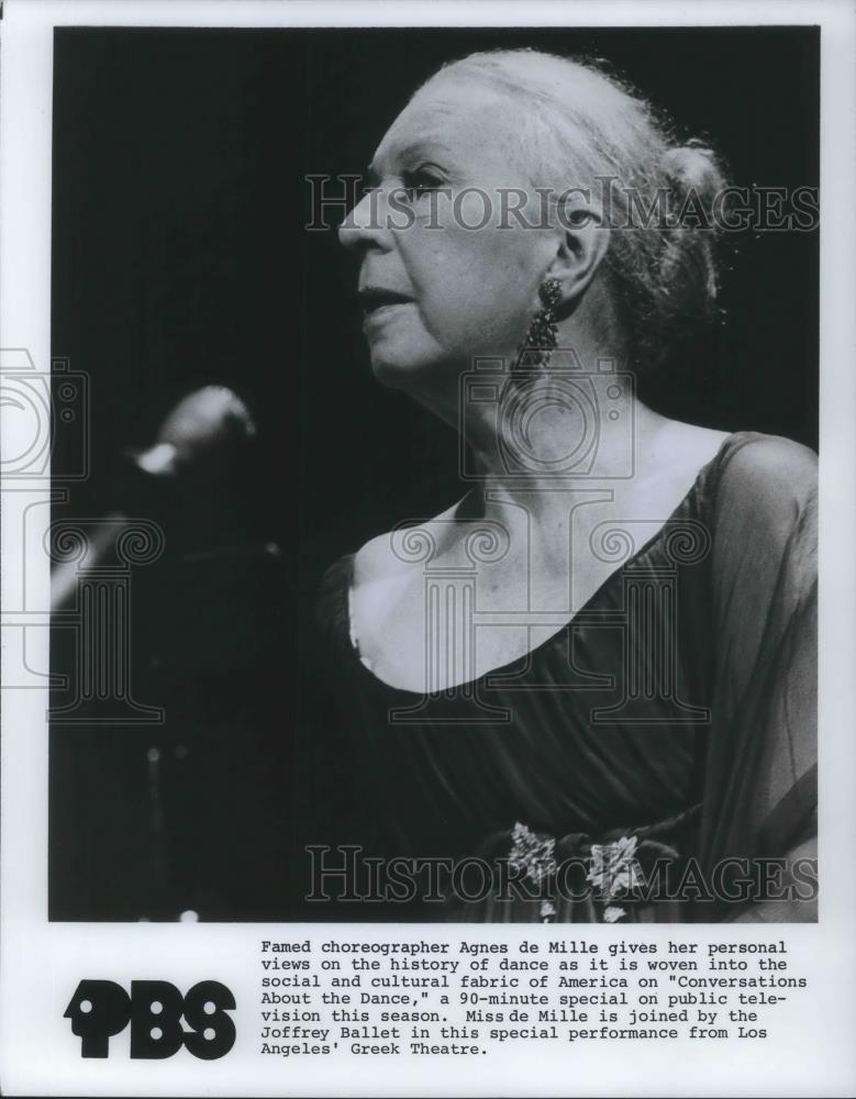 1982 Press Photo Agnes de Mille on Conversations About the Dance PBS Special - Historic Images