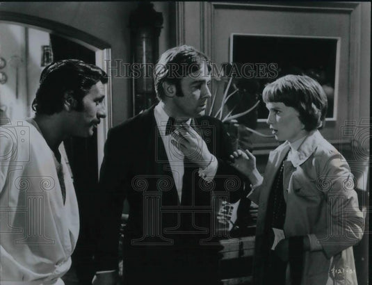 1972 Press Photo Mia Farrow Topol and Michael Jayston in The Public Eye - Historic Images