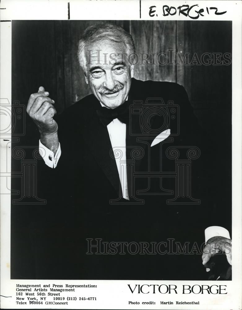 1987 Press Photo Victor Borge Conductor Pianist Comedian Entertainer - cvp00518 - Historic Images
