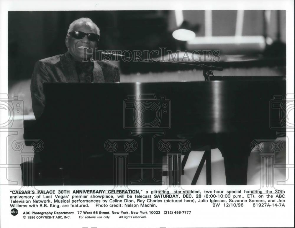 1996 Press Photo Ray Charles on Caesar&#39;s Palace 30th Anniversary Celebration - Historic Images