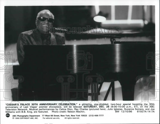 1996 Press Photo Ray Charles on Caesar's Palace 30th Anniversary Celebration - Historic Images