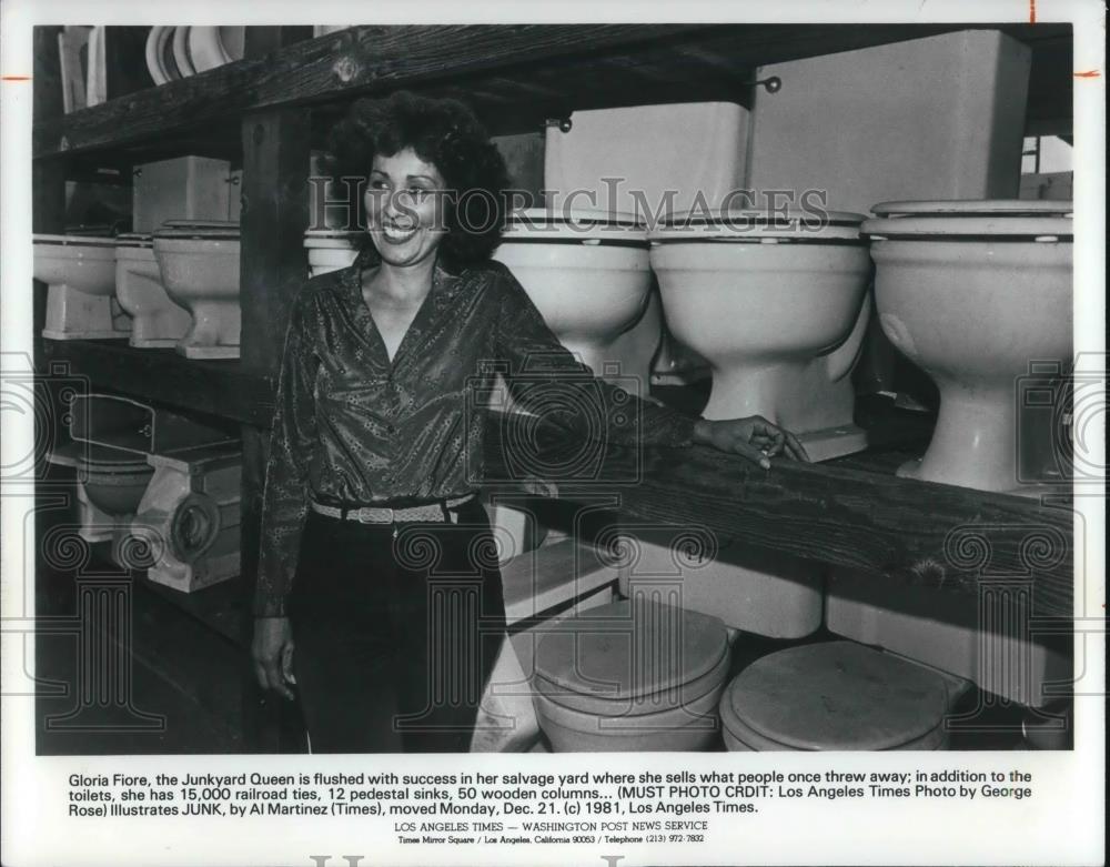 1981 Press Photo Gloria Fiore the Junkyard Queen - cvp15778 - Historic Images