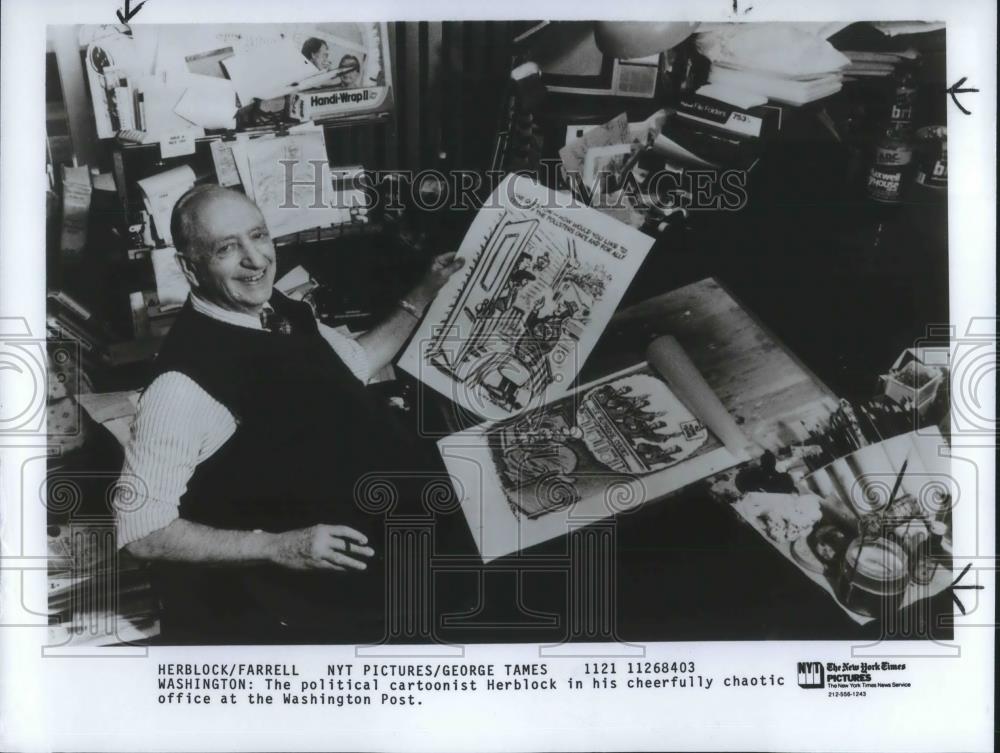 1984 Press Photo Herbert Lawrence Block Political Cartoonist Herblock - Historic Images