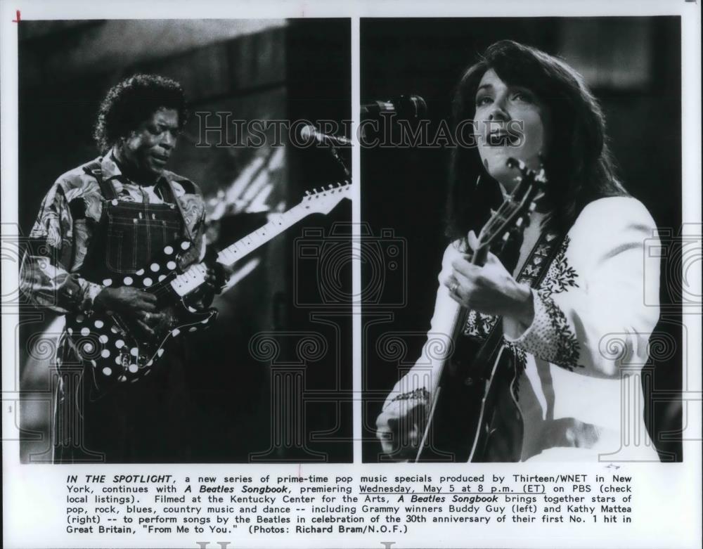 1993 Press Photo Buddy Guy &amp; Kathy Mattea Performing Beatles Songbook - Historic Images