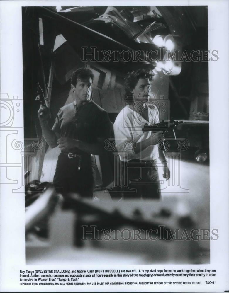 1989 Press Photo Sylvester Stallone and Kurt Russell star in Tango &amp; Cash - Historic Images