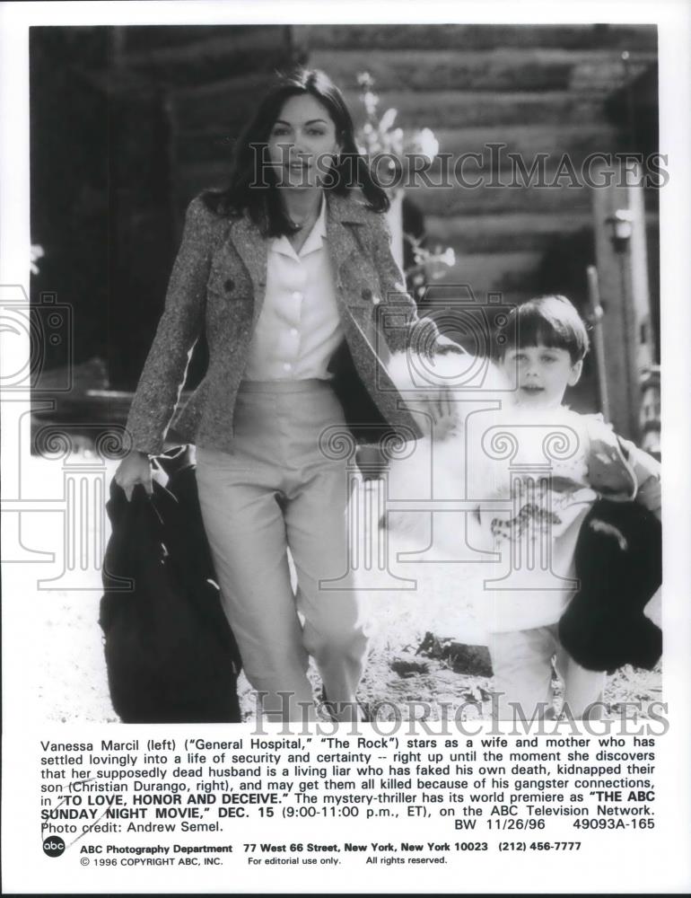 1996 Press Photo Vanessa Marcil Christian Durango on To Love, Honor and Deceive - Historic Images