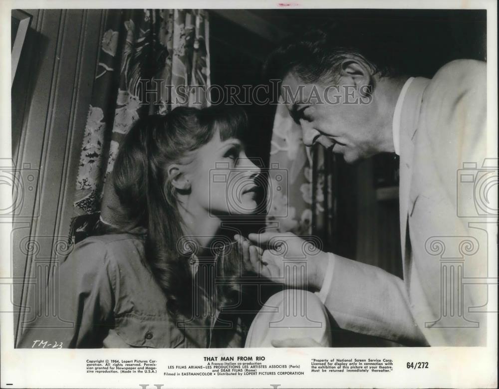 1964 Press Photo Francoise Dorleac and Jean Servais in That Man from Rio - Historic Images
