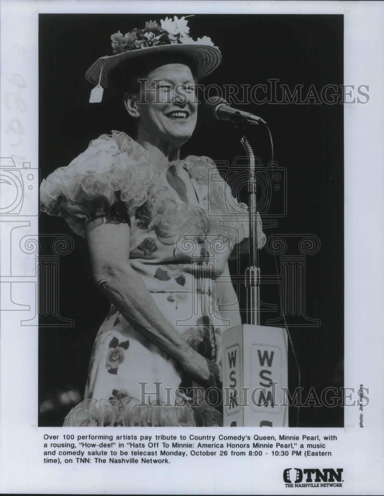 Press Photo Hats Off to Minnie:America Honors Minnie Pearl on TNN - cvp11273 - Historic Images