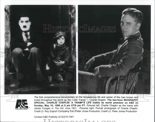1998 Press Photo Charlie Chaplin: A Tramp's Life A&E Biography Special - Historic Images
