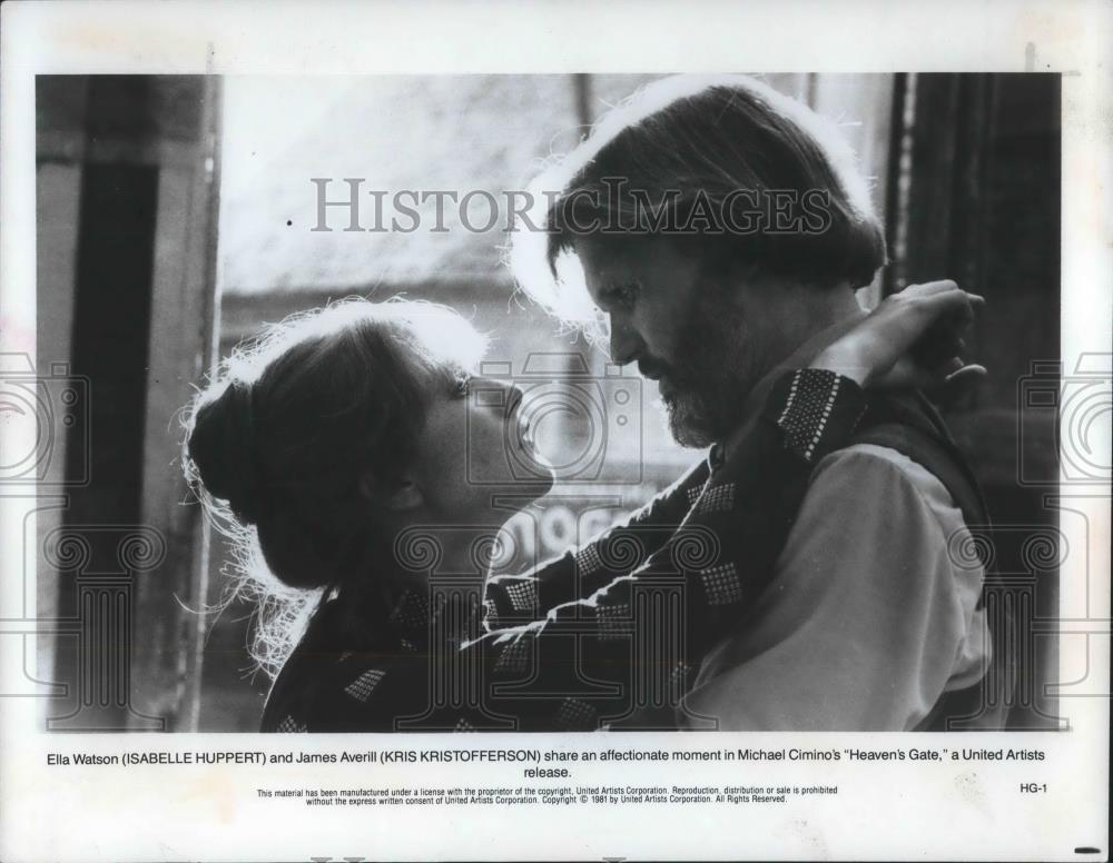 1981 Press Photo Isabelle Huppert & Kris Kristofferson in Heaven's Gate - Historic Images