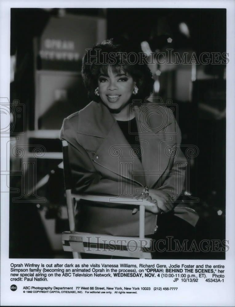 1992 Press Photo Oprah Winfrey in Oprah Behind The Scenes - cvp19736 - Historic Images