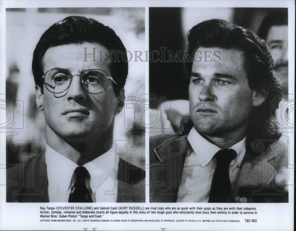 1989 Press Photo Sylvester Stallone &amp; Kurt Russell in Tango &amp; Cash - cvp12312 - Historic Images