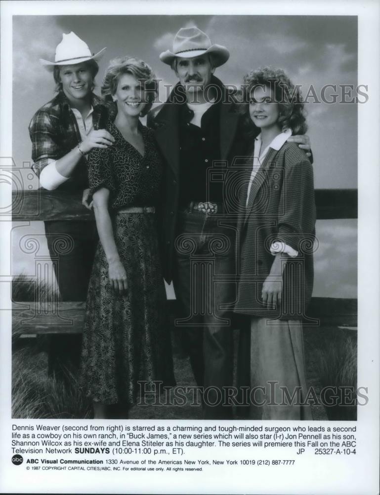 1987 Press Photo Dennis Weaver Jon Pennell Shannon Wilcox Elena Stiteler Actress - Historic Images
