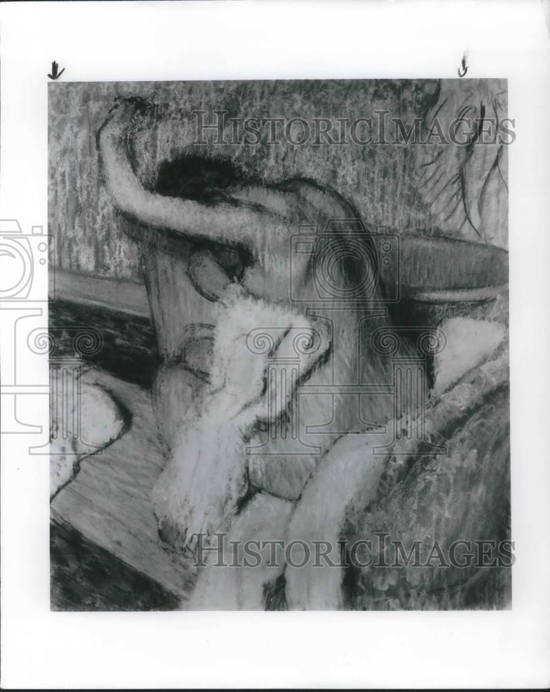 1987 Press Photo Edgar Degas After the Bath 1889-90 Pastel Watercolor on Board - Historic Images