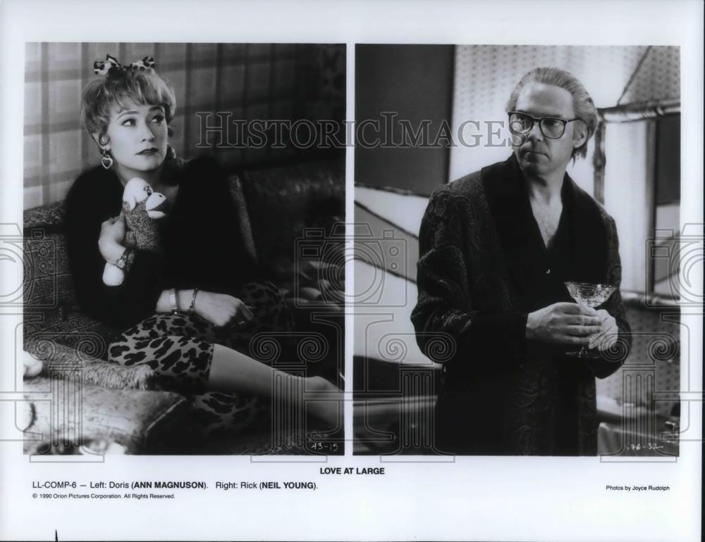 1990 Press Photo Ann Magnusonn &amp; Neil Young in Love at Large - cvp18496 - Historic Images