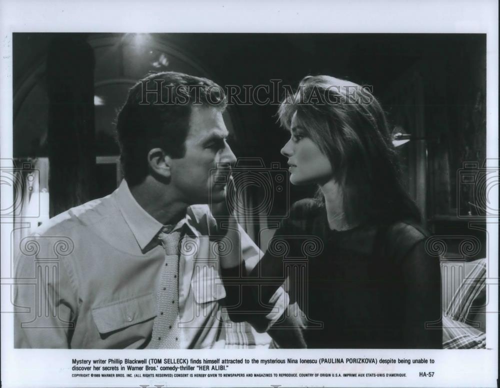 1989 Press Photo Tom Selleck and Paulina Porizkova star in Her Alibi - cvp10231 - Historic Images