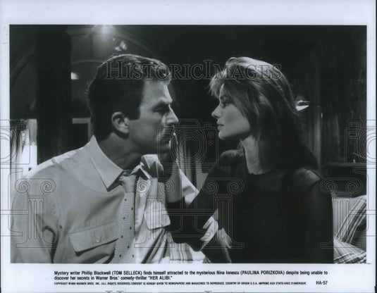 1989 Press Photo Tom Selleck and Paulina Porizkova star in Her Alibi - cvp10231 - Historic Images