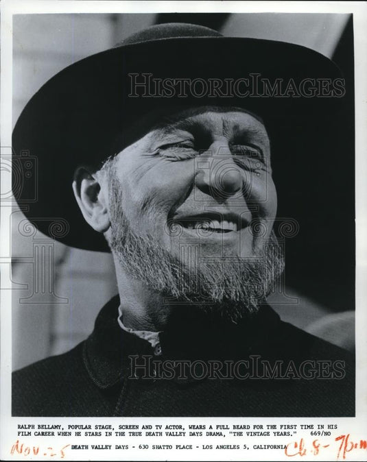 1964 Press Photo Ralph Bellamy in Death Valley Days The Vintage Years - Historic Images
