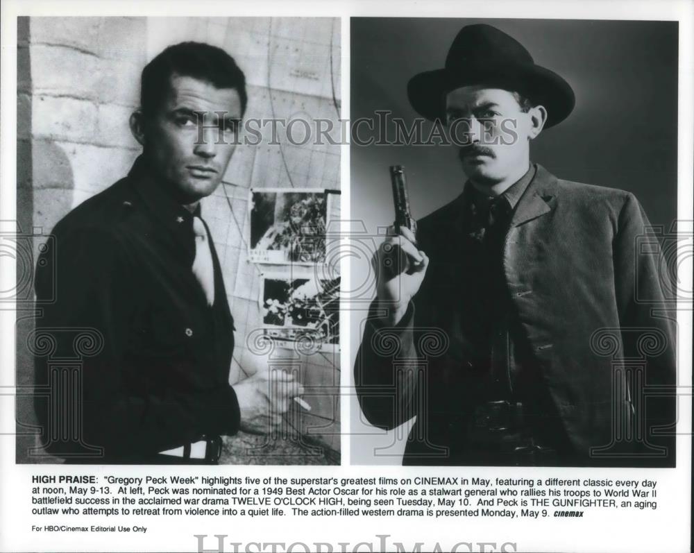 1994 Press Photo Gregory Peck stars in Twelve O'Clock High and The Gunfighter - Historic Images