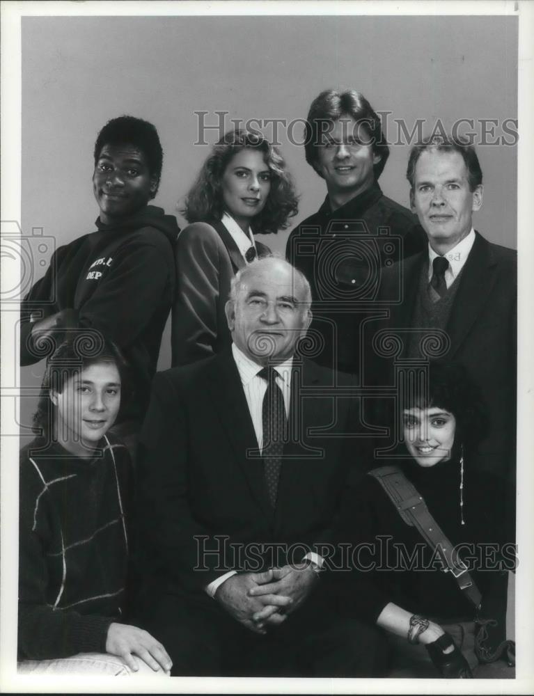 1987 Press Photo Ed Asner Jerry Levine Mykel T. Williamson David Wilson - Historic Images