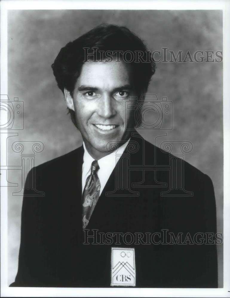 1992 Press Photo Andy Mil CBS Sports Analyst/Reporter at &#39;92 Olymoics - Historic Images