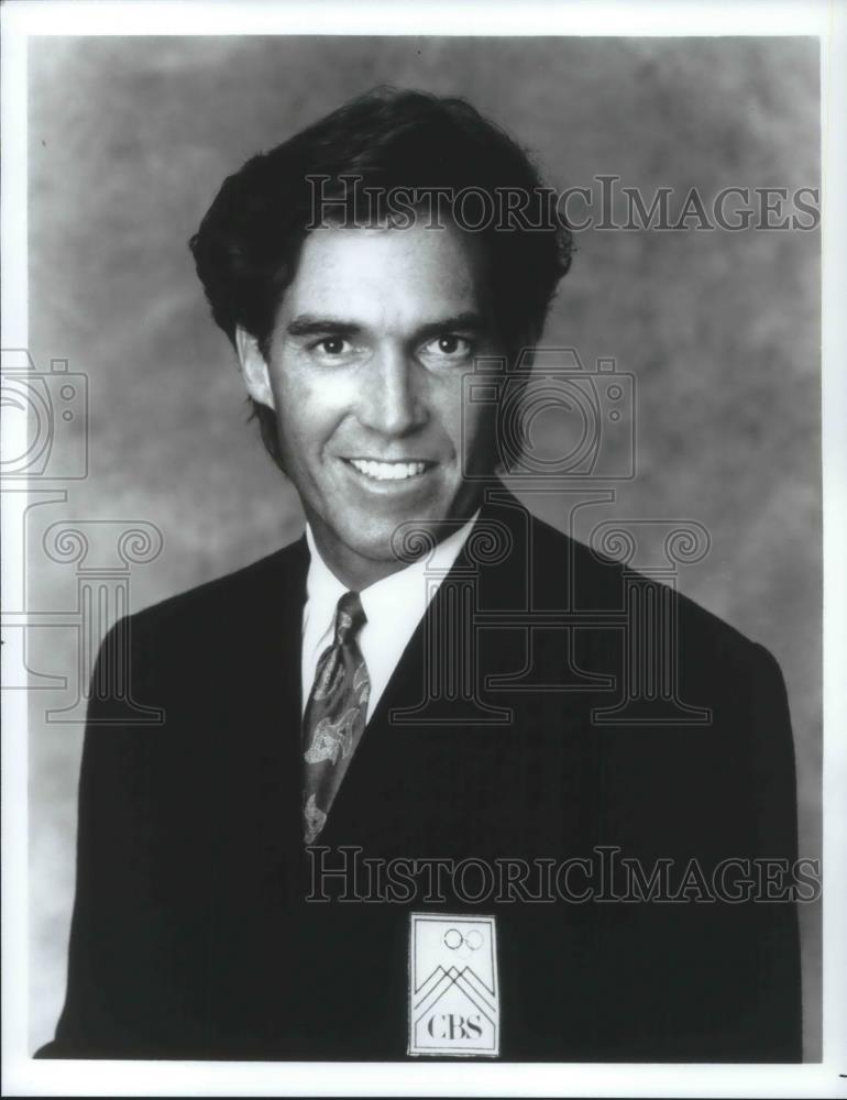 1992 Press Photo Andy Mil CBS Sports Analyst/Reporter at '92 Olymoics - Historic Images