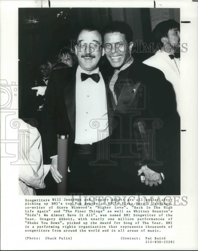 1993 Press Photo Songwriters Will Jennings &amp; Gregoru Abbott - cvp08519 - Historic Images