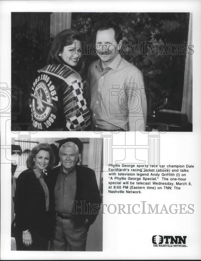 Press Photo Dale Earnhardt &amp; Phyllis George on A Phyllis George Special - Historic Images