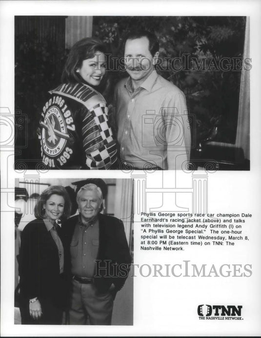 Press Photo Dale Earnhardt & Phyllis George on A Phyllis George Special - Historic Images