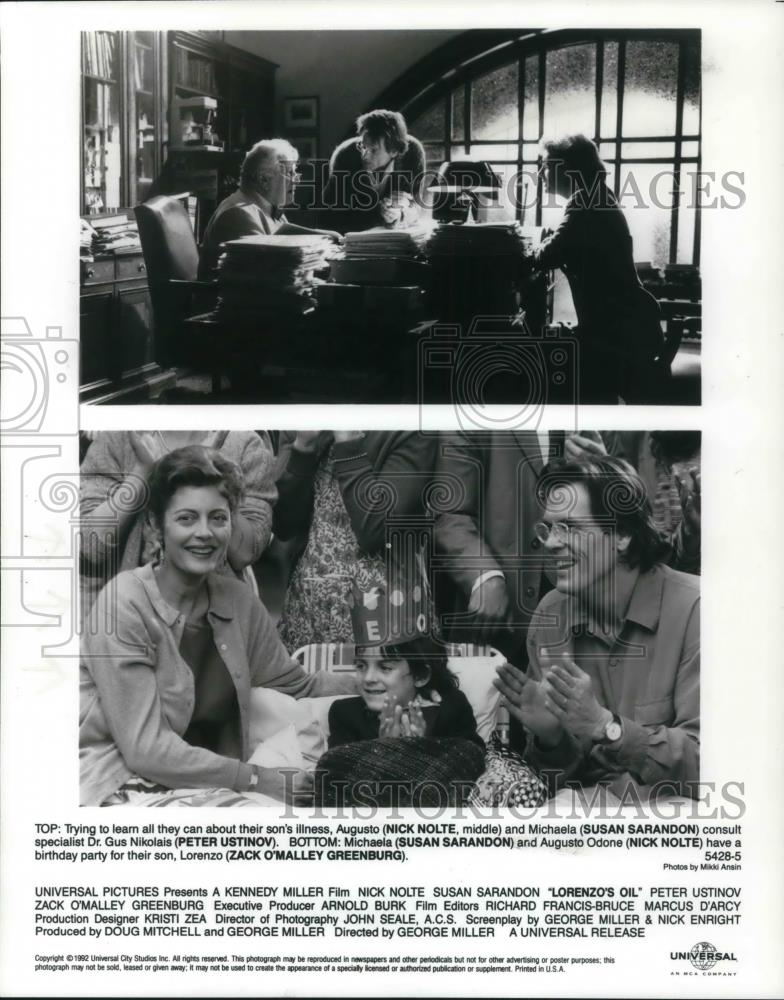 1993 Press Photo Nick Nolte, Susan Sarandon, Peter Ustinov in Lorenzo Out - Historic Images