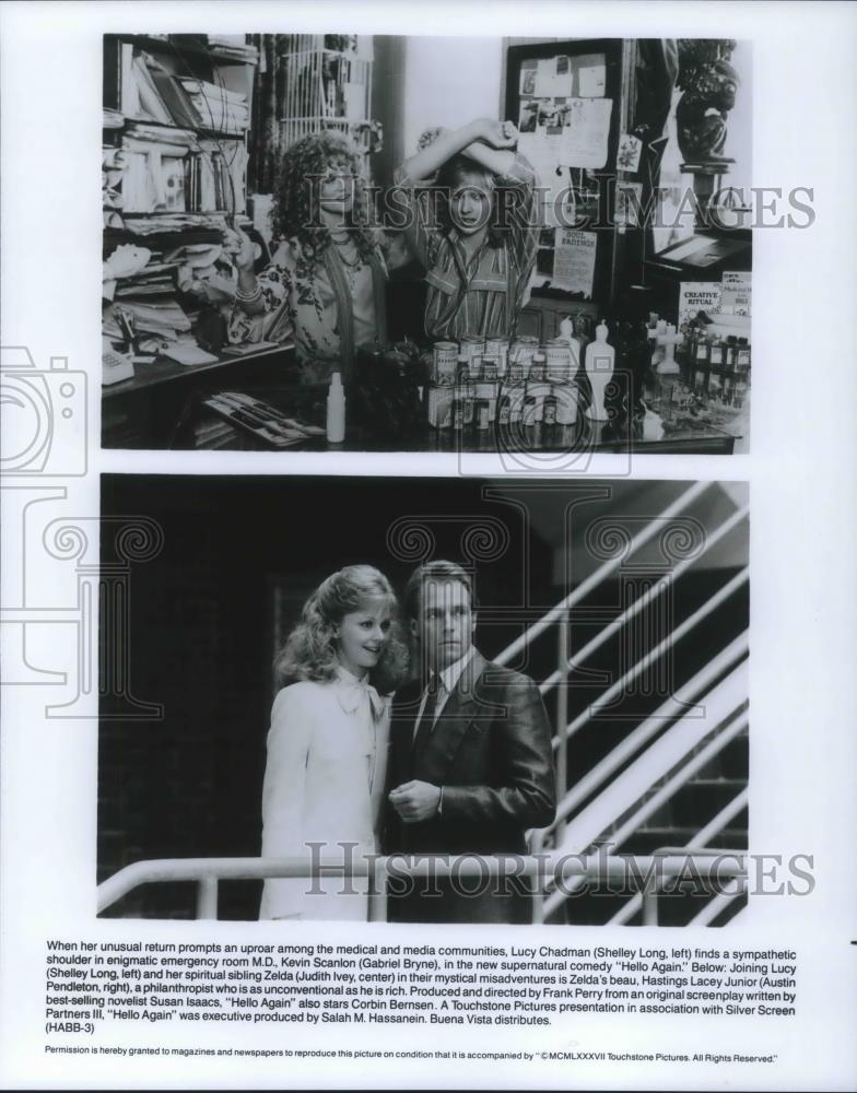 1994 Press Photo Shelley Long, Judith Ivey &amp; Corbin Bernsen in Hello Again - Historic Images