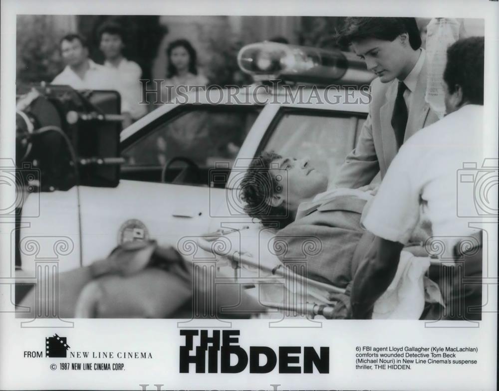 1987 Press Photo Michael Nouri &amp; Kyle MacLachlan in The Hidden - cvp12509 - Historic Images